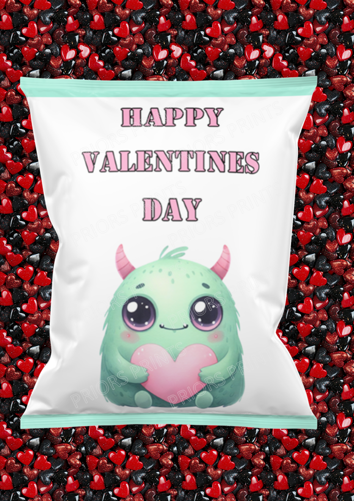 Cute Monsters Valentines Treat Packets (Medium Sized)