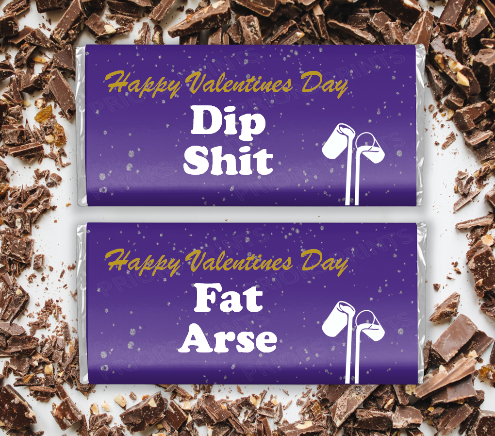 Valentines Dairy Milk Inspired Offensive Chocolate Bar Wrappers