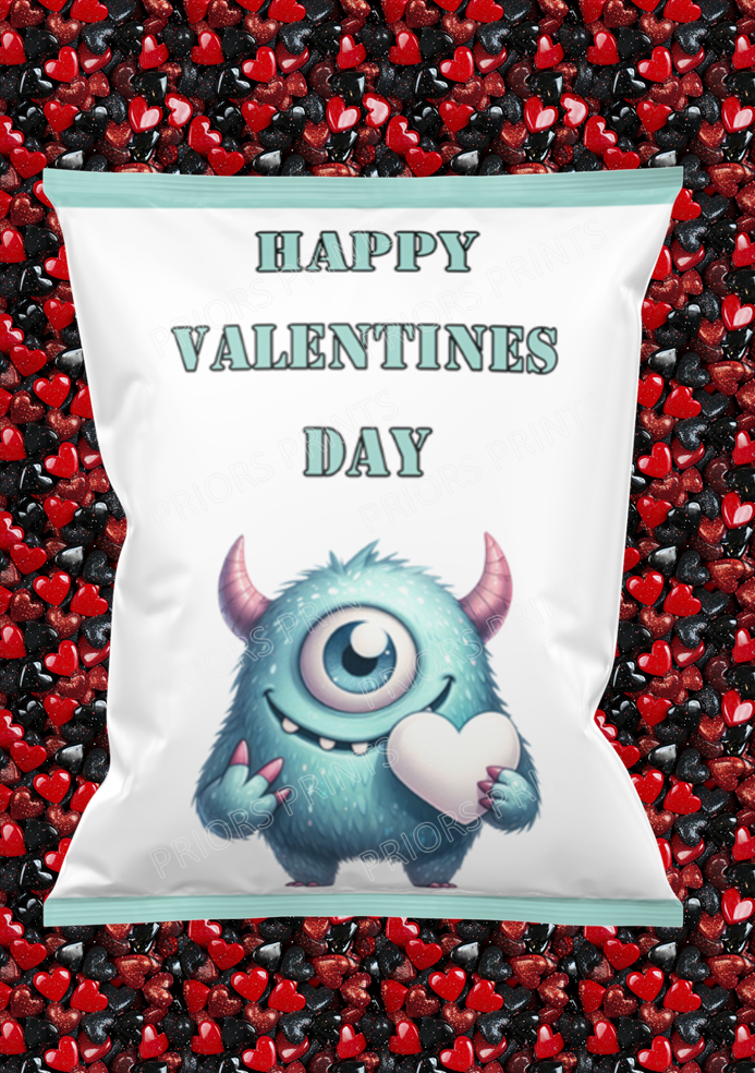 Cute Monsters Valentines Treat Packets (Medium Sized)