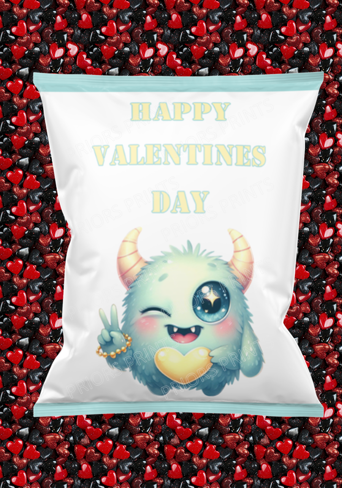 Cute Monsters Valentines Treat Packets (Medium Sized)