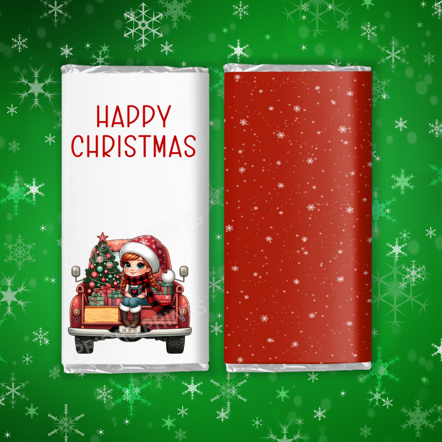 Characters in Truck Christmas Chocolate Bar Wrapper