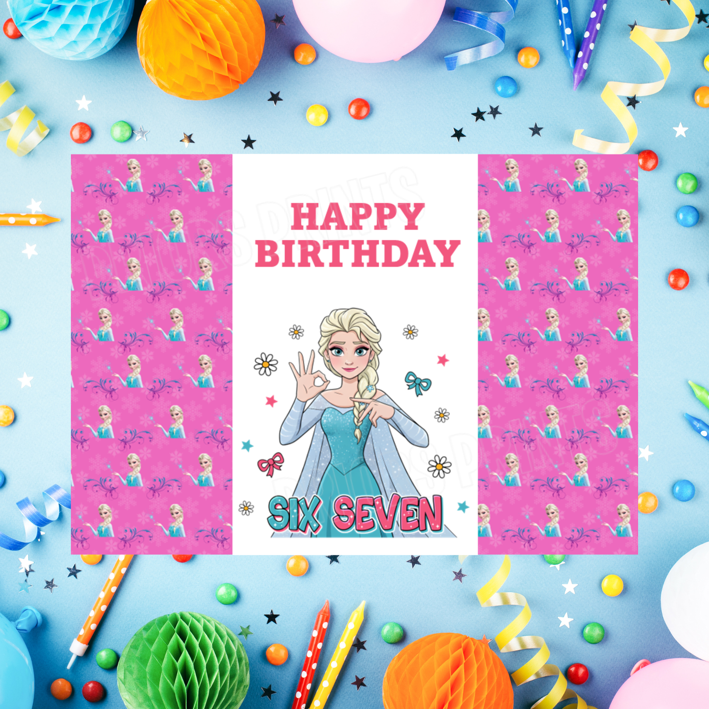 Princess Six Seven Birthday Chocolate Bar Wrappers