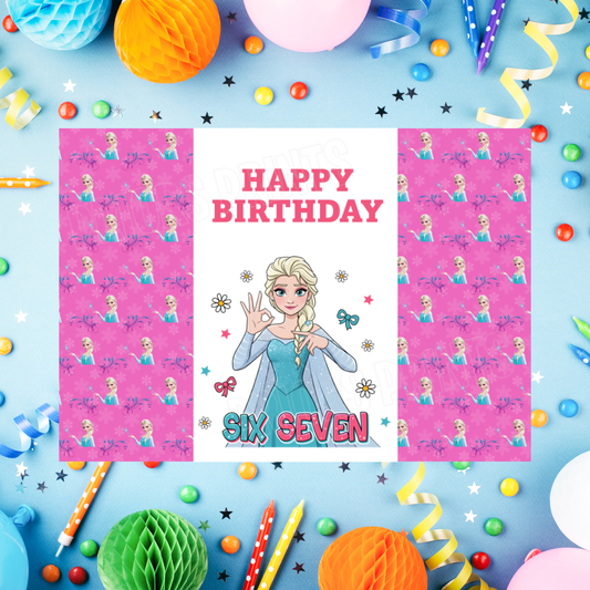Princess Six Seven Birthday Chocolate Bar Wrappers