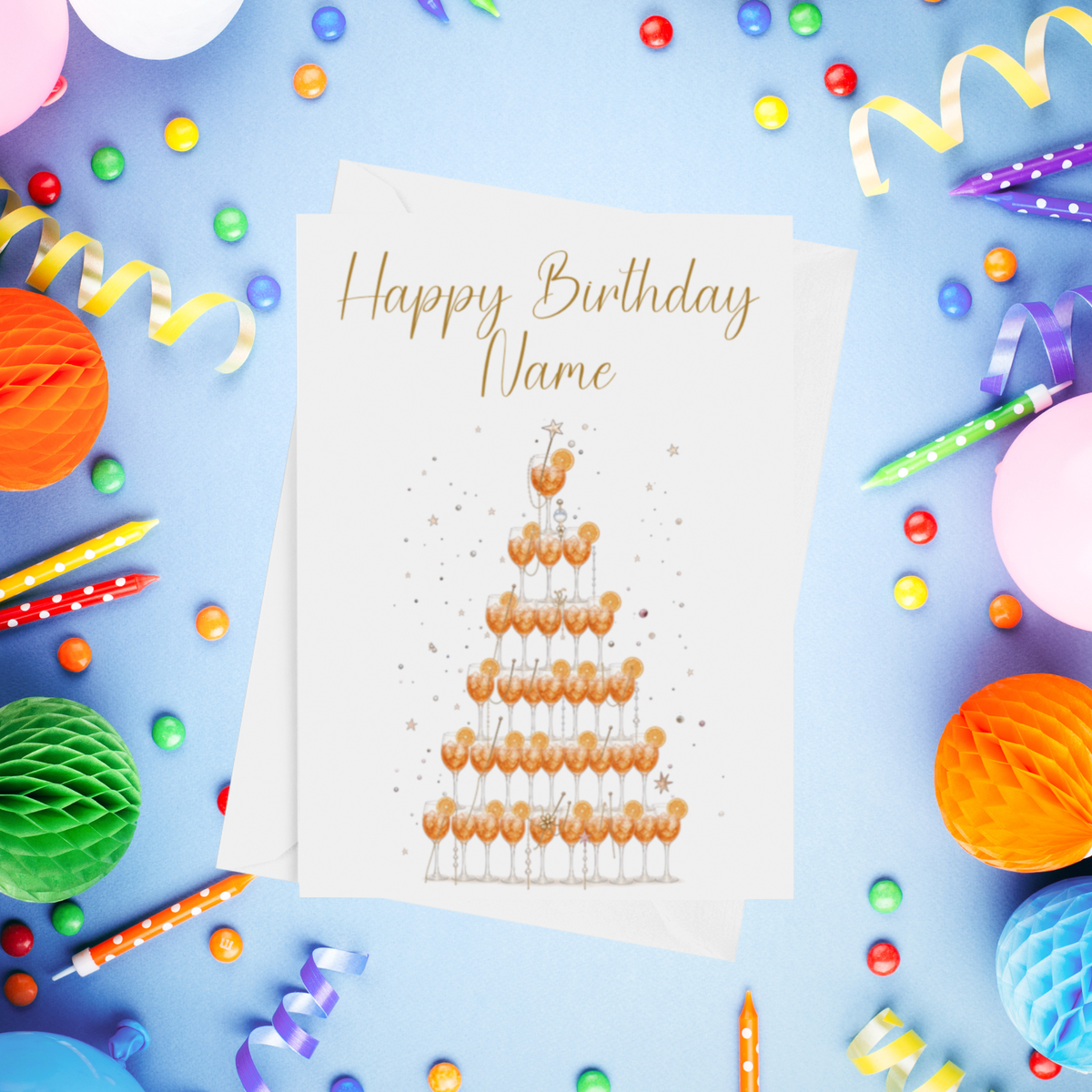 Drink Tower Personalised Birthday Card