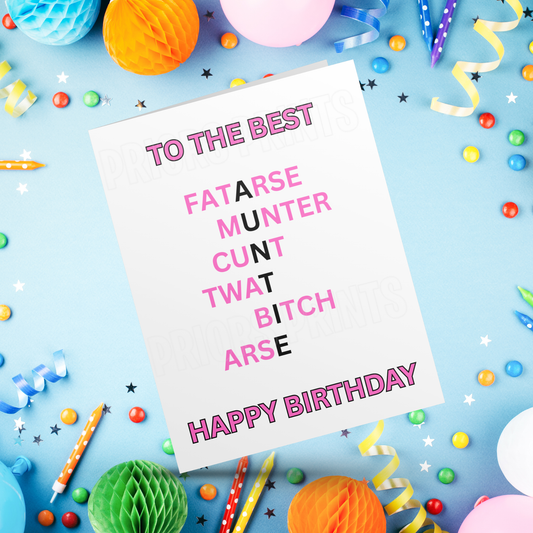 Funny/Offensive Birthday Card with Swear Words for Family Members Mum I Dad I Brother I Sister I Grandad I Daughter I Niece I Son I Nephew