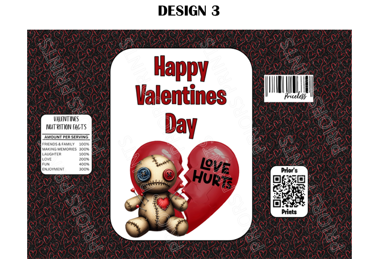 Voodoo Dolls Valentines Treat Packets (Medium Sized)