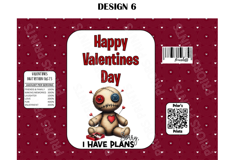 Voodoo Dolls Valentines Treat Packets (Medium Sized)