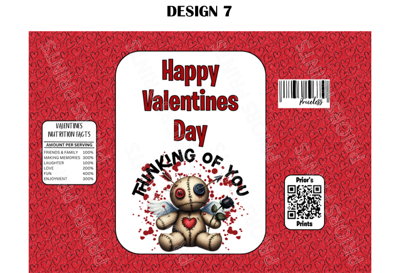 Voodoo Dolls Valentines Treat Packets (Medium Sized)