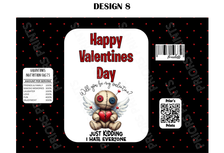 Voodoo Dolls Valentines Treat Packets (Medium Sized)