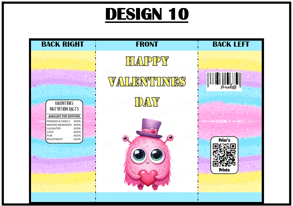 Cute Monsters Valentines Treat Packets (Medium Sized)