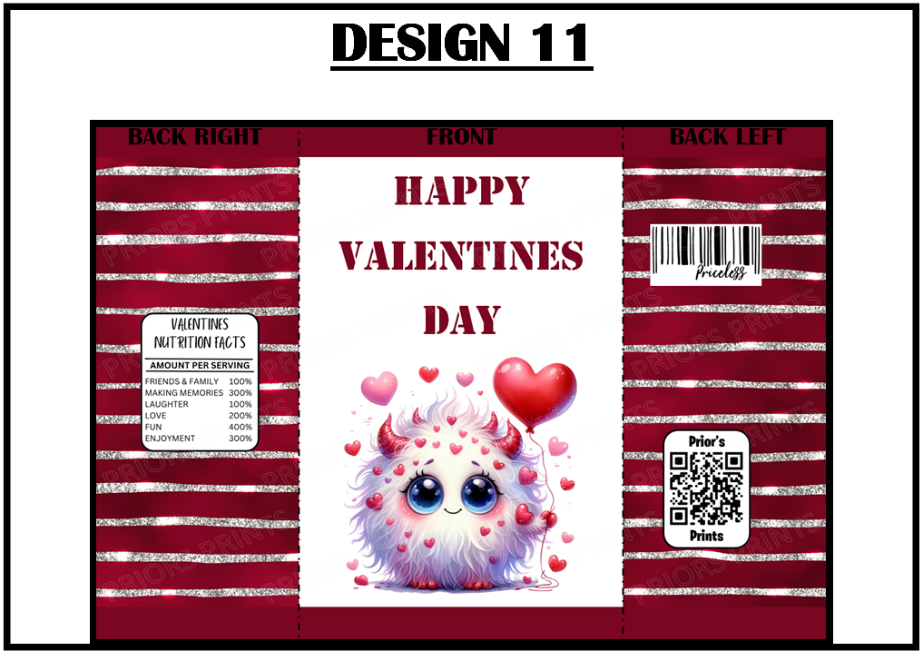 Cute Monsters Valentines Treat Packets (Medium Sized)