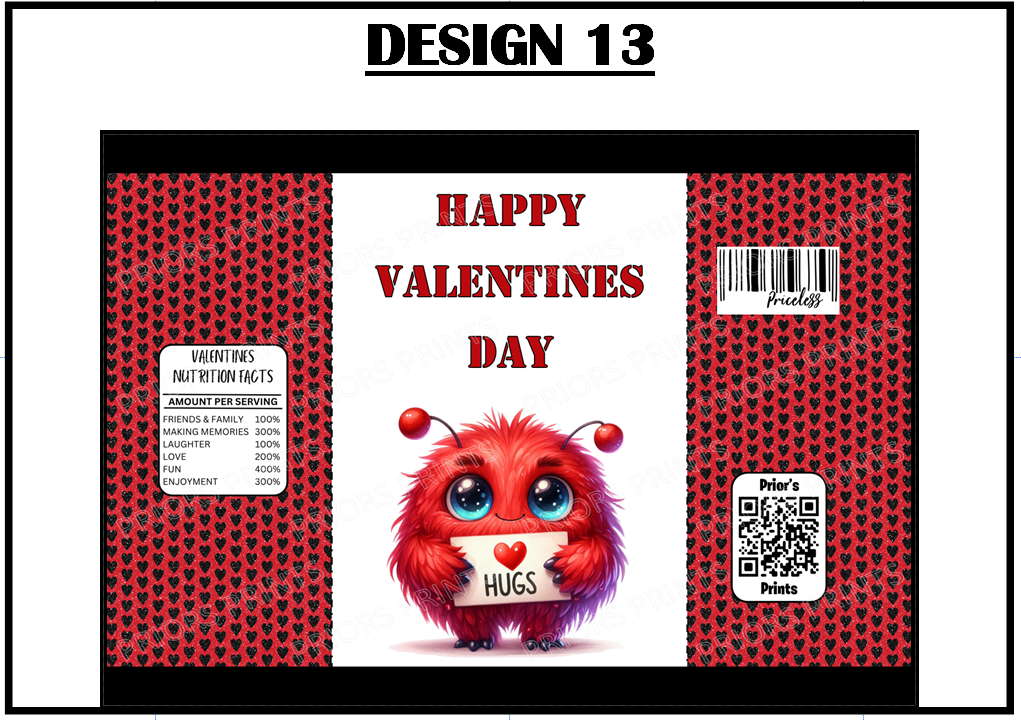 Cute Monsters Valentines Treat Packets (Medium Sized)