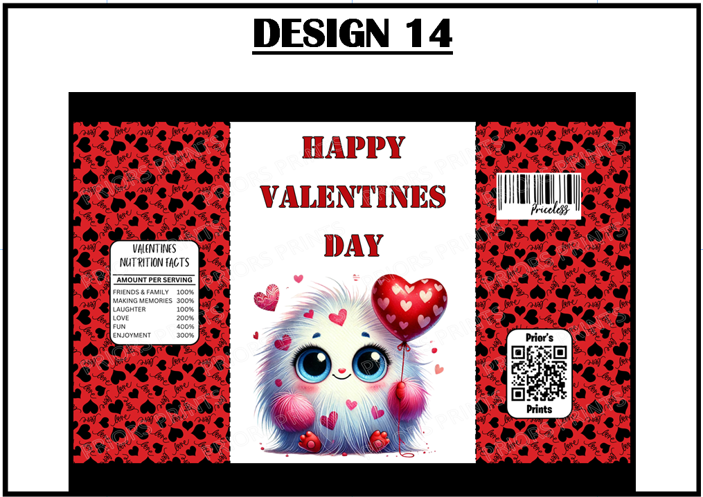 Cute Monsters Valentines Treat Packets (Medium Sized)