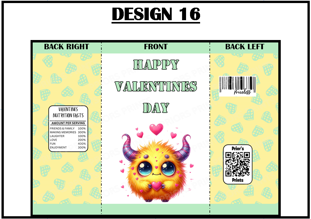 Cute Monsters Valentines Treat Packets (Medium Sized)