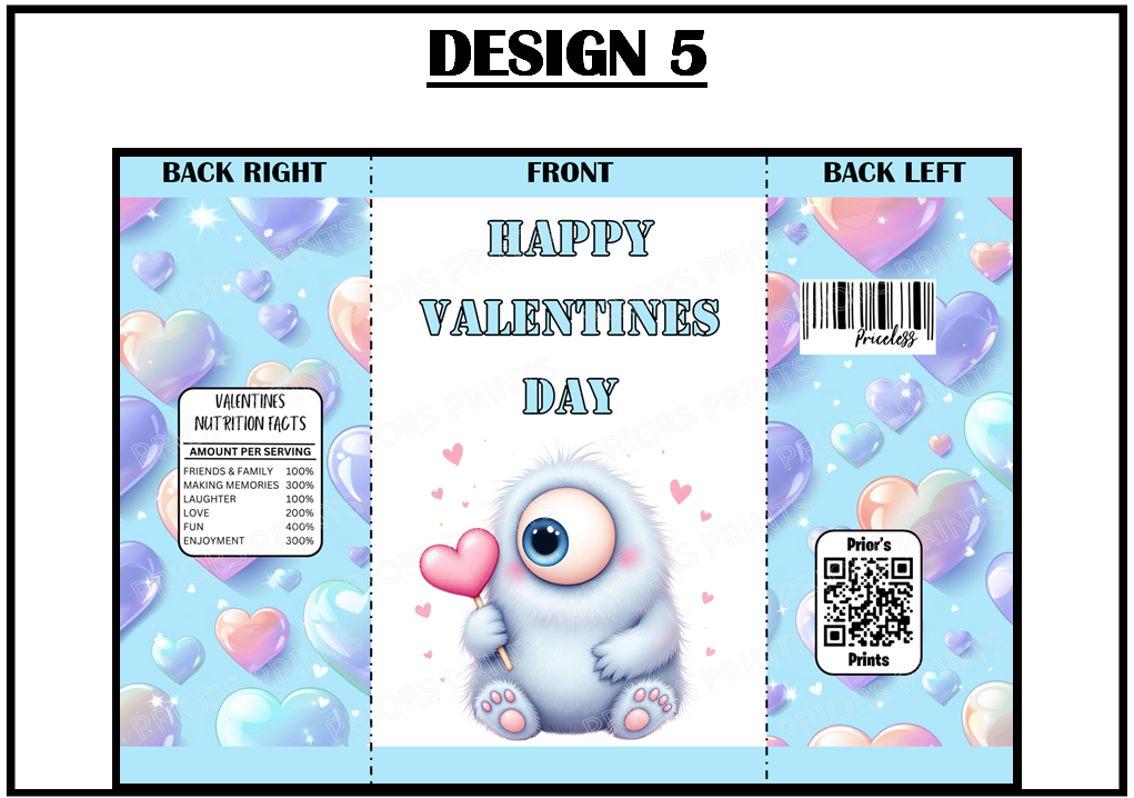 Cute Monsters Valentines Treat Packets (Medium Sized)