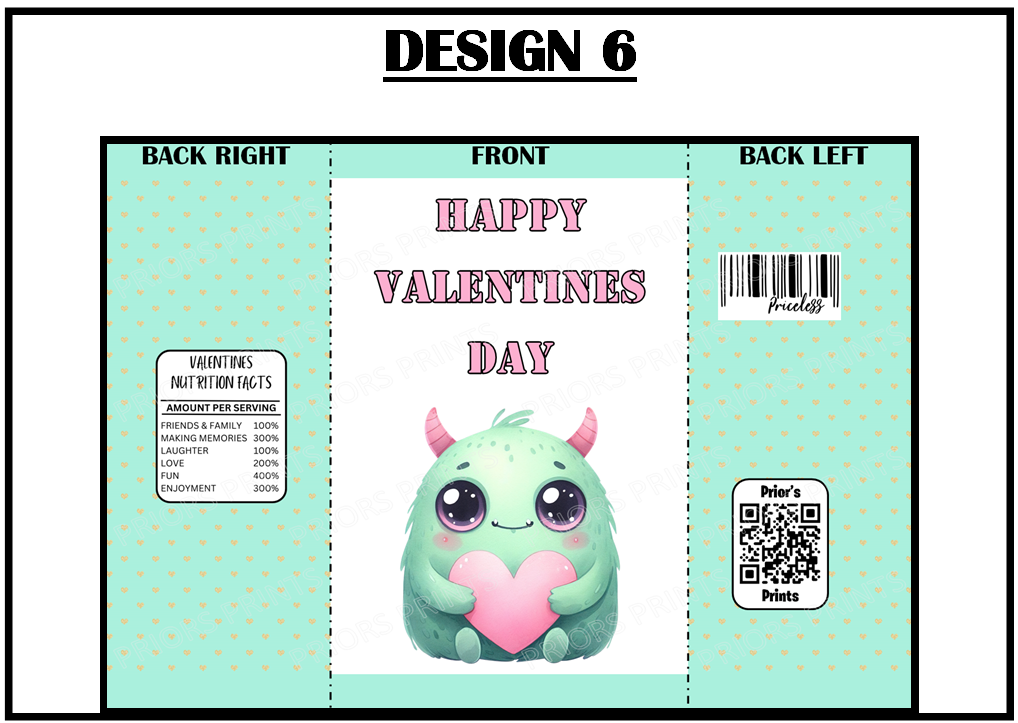 Cute Monsters Valentines Treat Packets (Medium Sized)