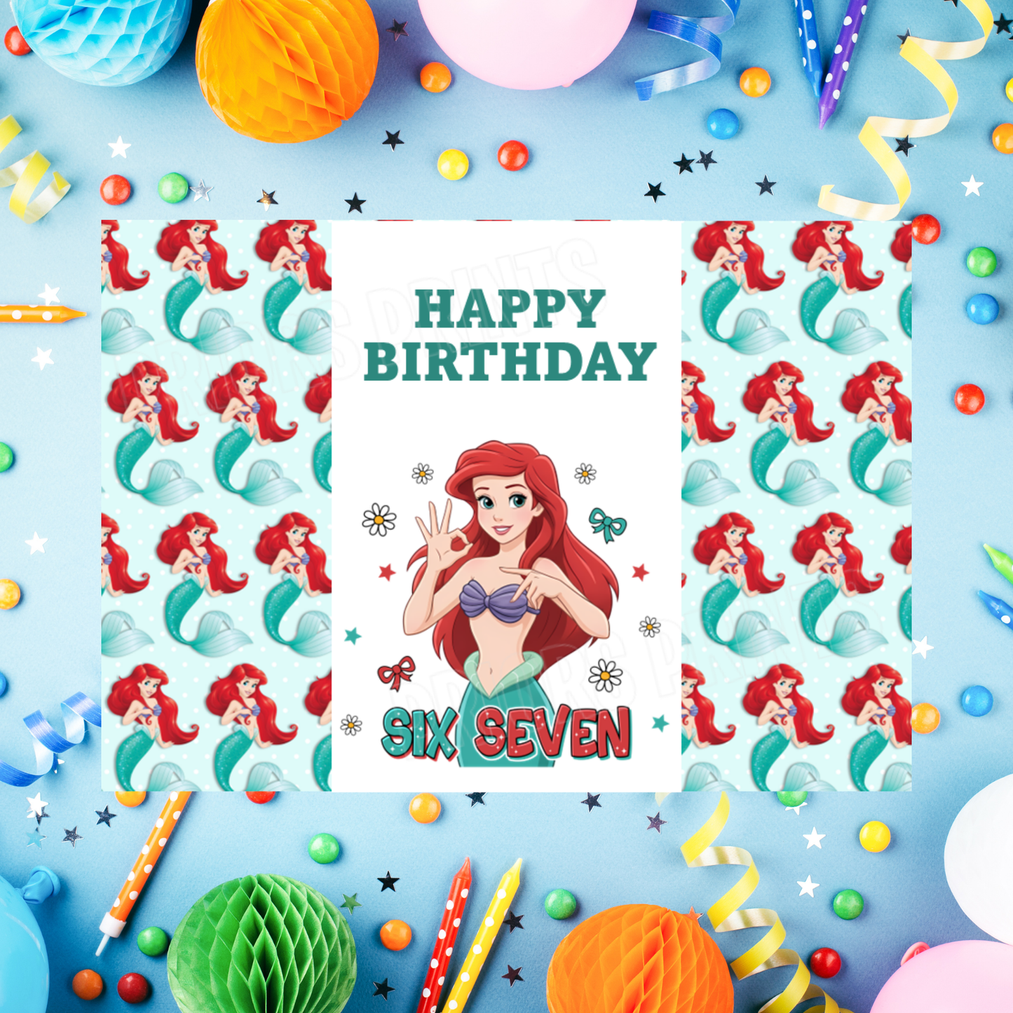 Princess Six Seven Birthday Chocolate Bar Wrappers