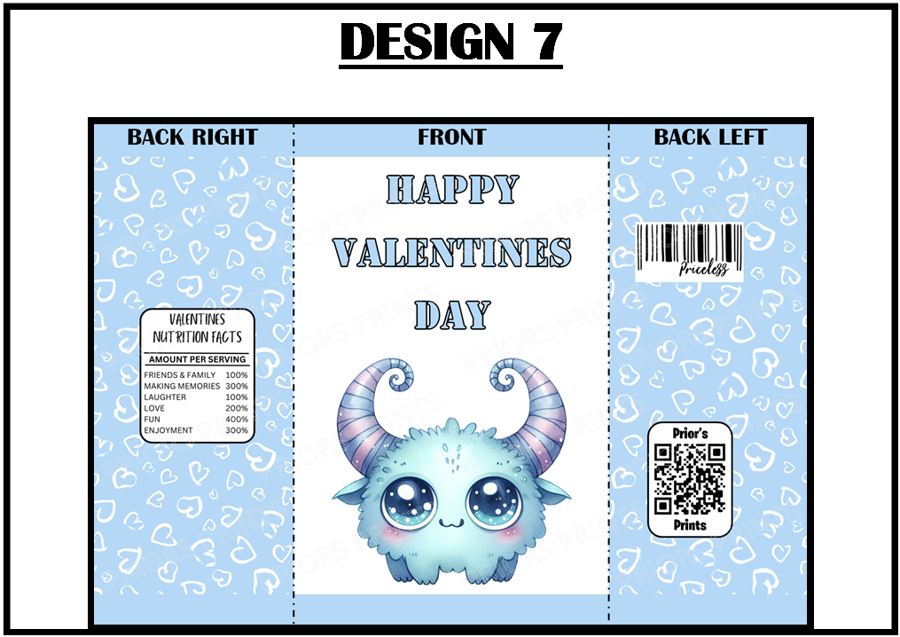 Cute Monsters Valentines Treat Packets (Medium Sized)