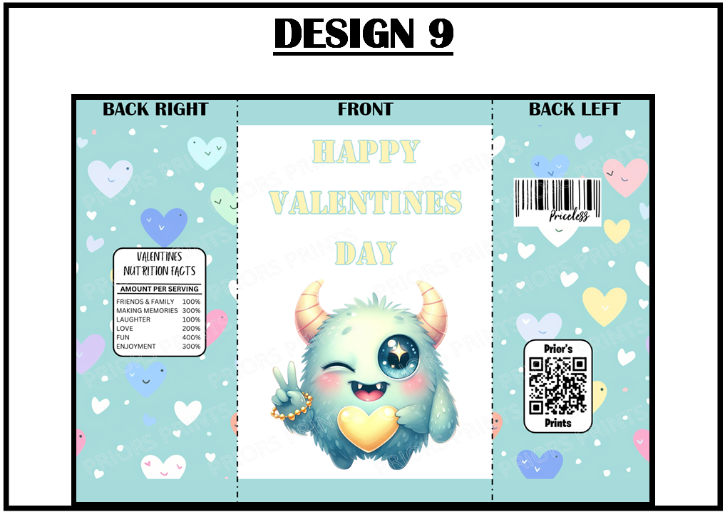 Cute Monsters Valentines Treat Packets (Medium Sized)