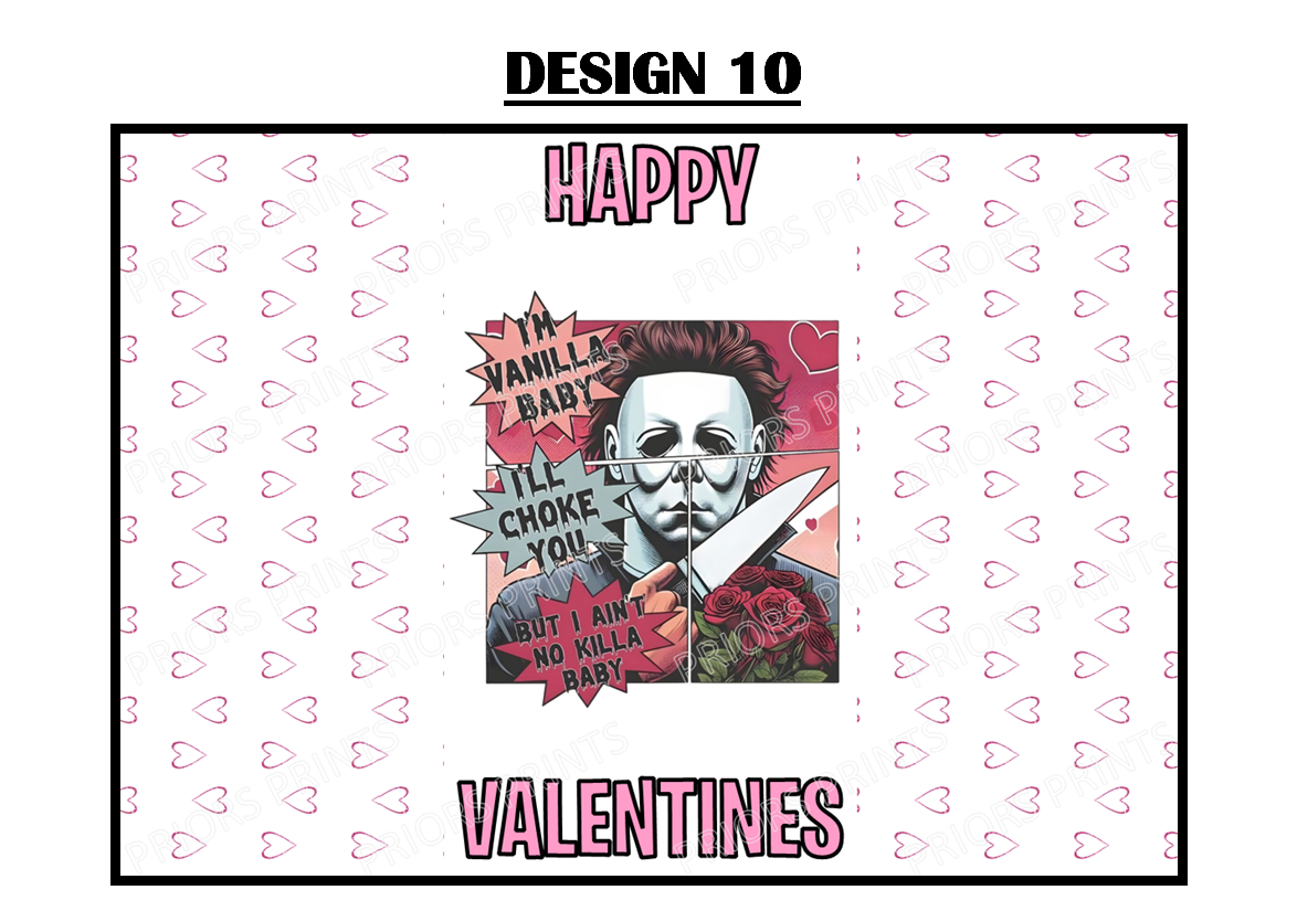 Horror Characters Valentines Chocolate Bar Wrappers (Copy)