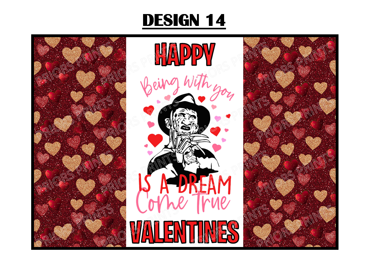 Horror Characters Valentines Chocolate Bar Wrappers (Copy)