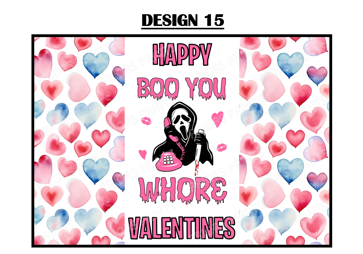 Horror Characters Valentines Chocolate Bar Wrappers (Copy)