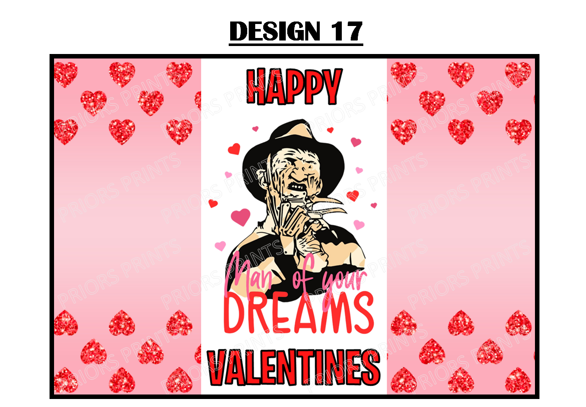 Horror Characters Valentines Chocolate Bar Wrappers (Copy)