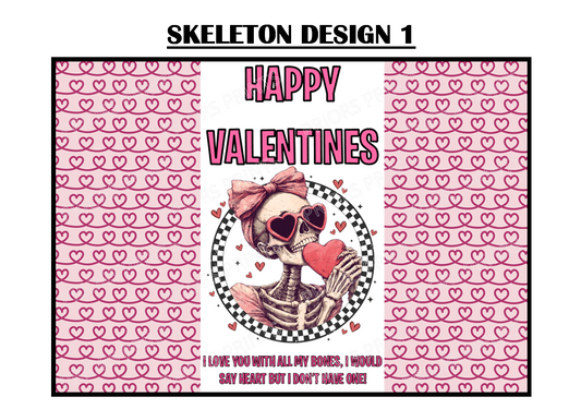 Skeleton Valentines Chocolate Bar Wrappers