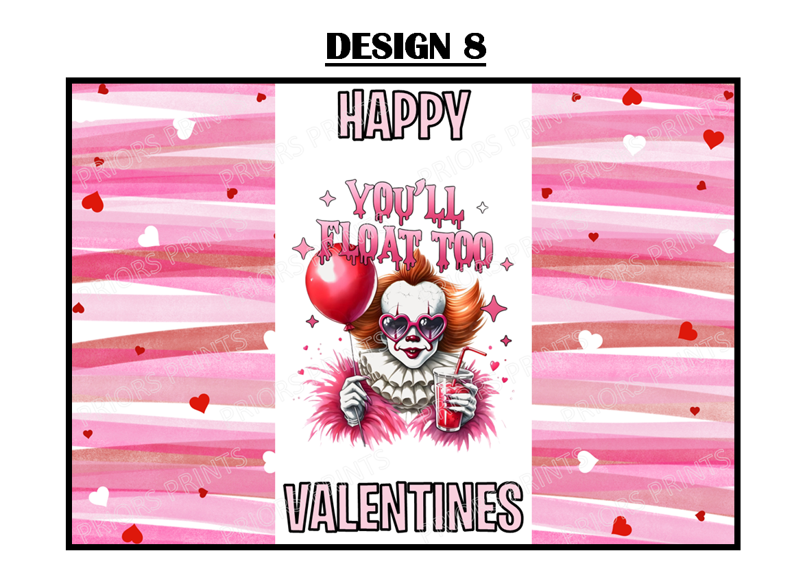 Horror Characters Valentines Chocolate Bar Wrappers (Copy)