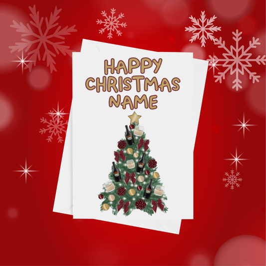 Personalised Christmas Tree Card - Jack Daniels, Baileys, Soul De Janeiro, Perfume, Cocktails or Smoking