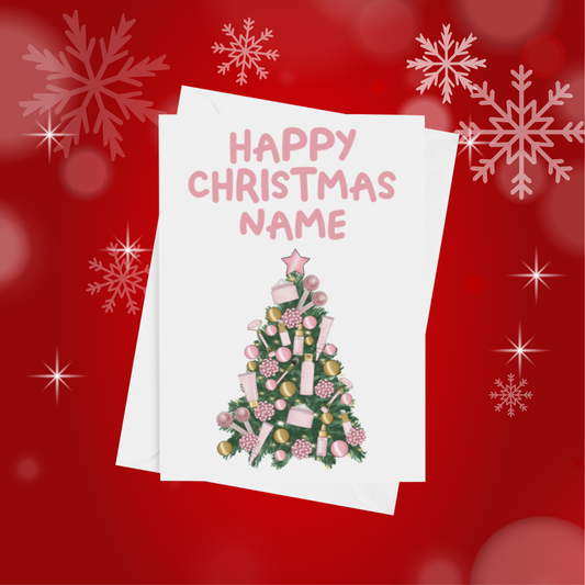 Personalised Christmas Tree Card for Hairdresser, Postman, Nurse, Teacher, etc