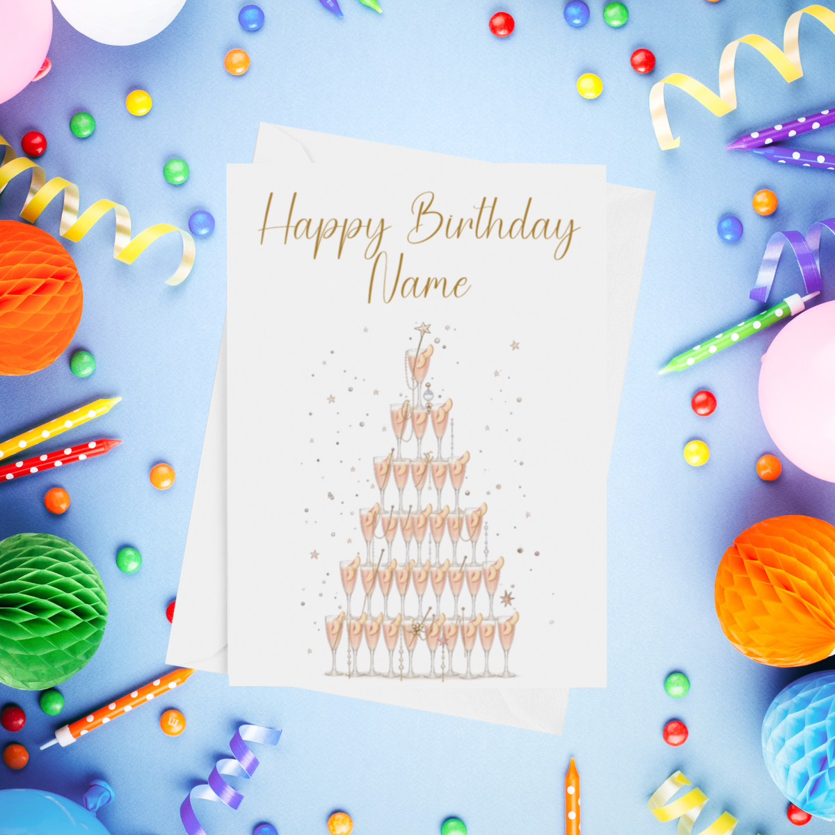 Drink Tower Personalised Birthday Card