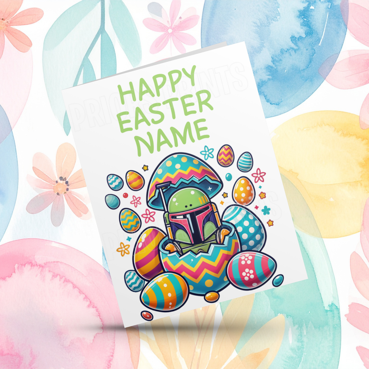 Mixed Characters in Easter Egg Personalised Easter Card- Listing 1