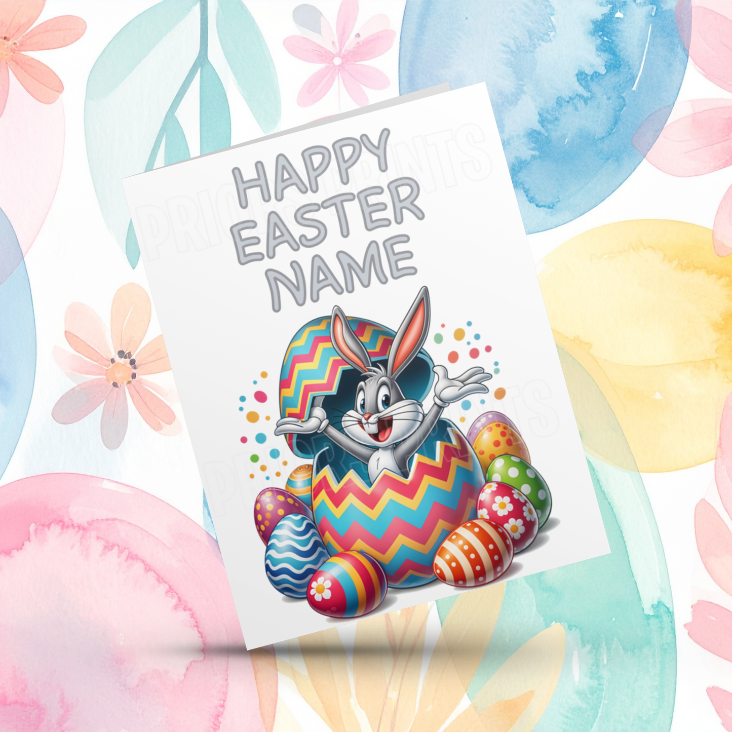 Mixed Characters in Easter Egg Personalised Easter Card- Listing 3