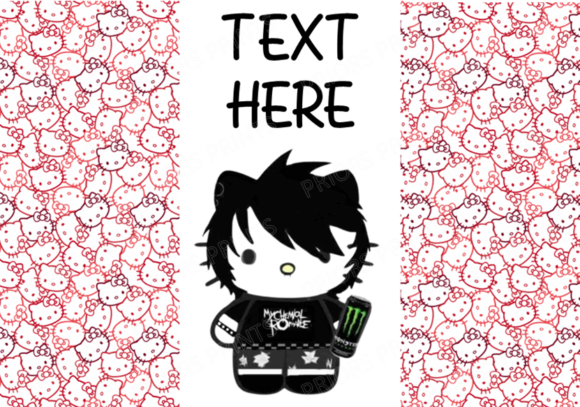 Hello Kitty as Gerard Way from My Chemical Romance Chocolate Bar Wrappers (Sanrio- Hello Kitty & Friends)