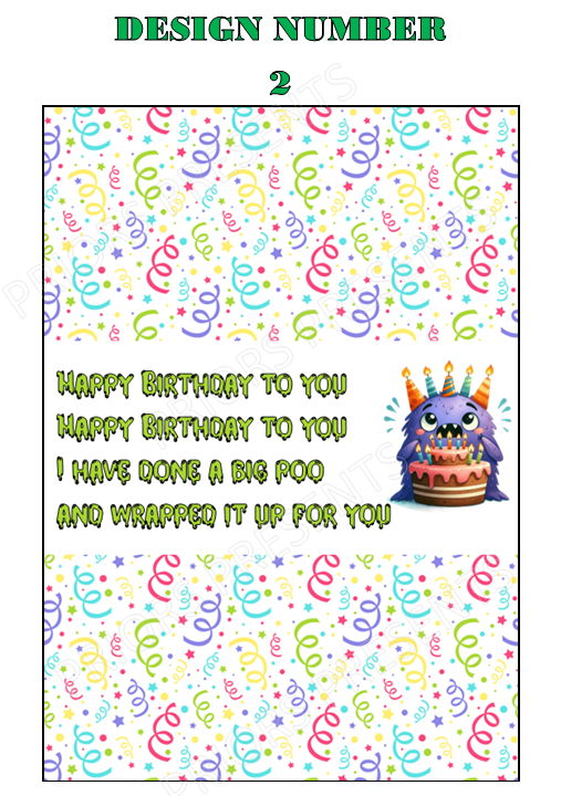 Offensive Birthday Chocolate Bar Wrappers