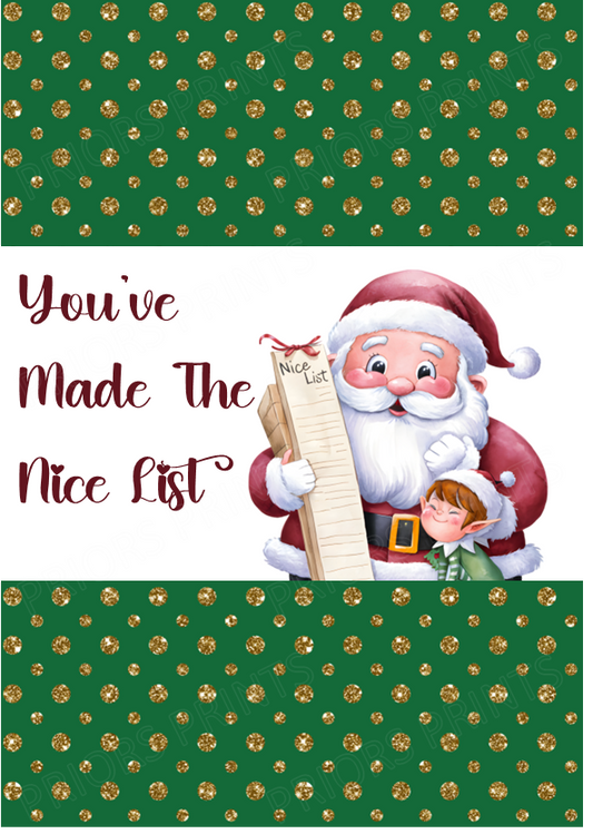 Santa You've Made The Nice List Christmas Chocolate Bar Wrapper