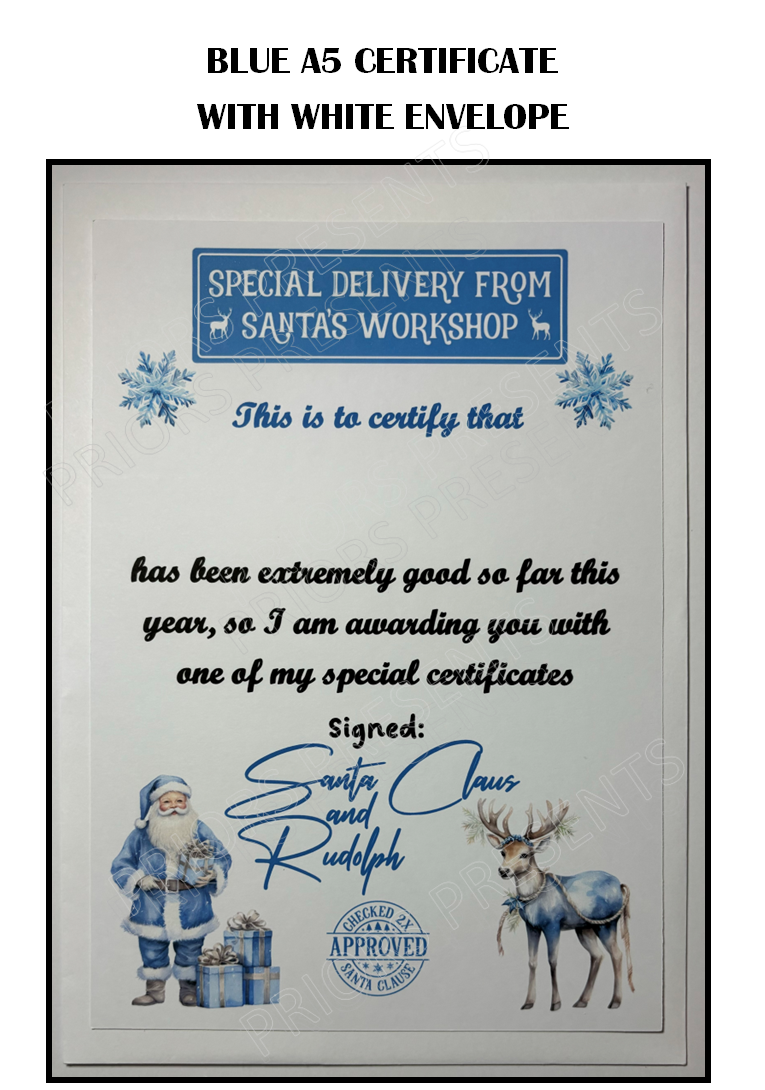 A5 Christmas Certificate