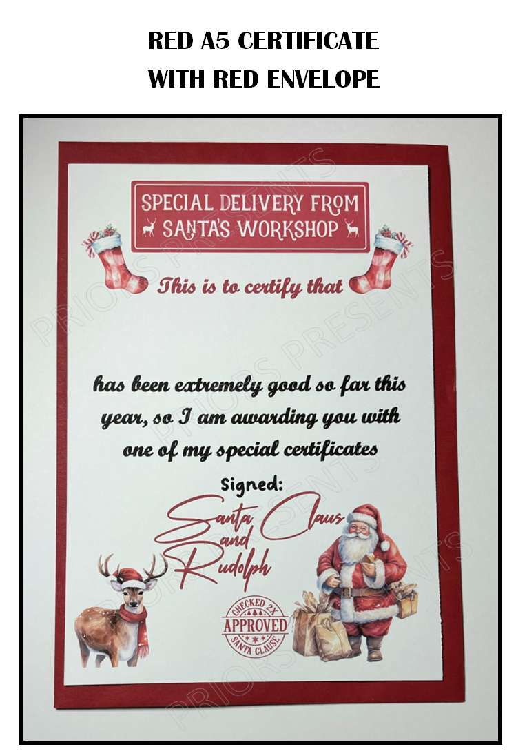 A5 Christmas Certificate