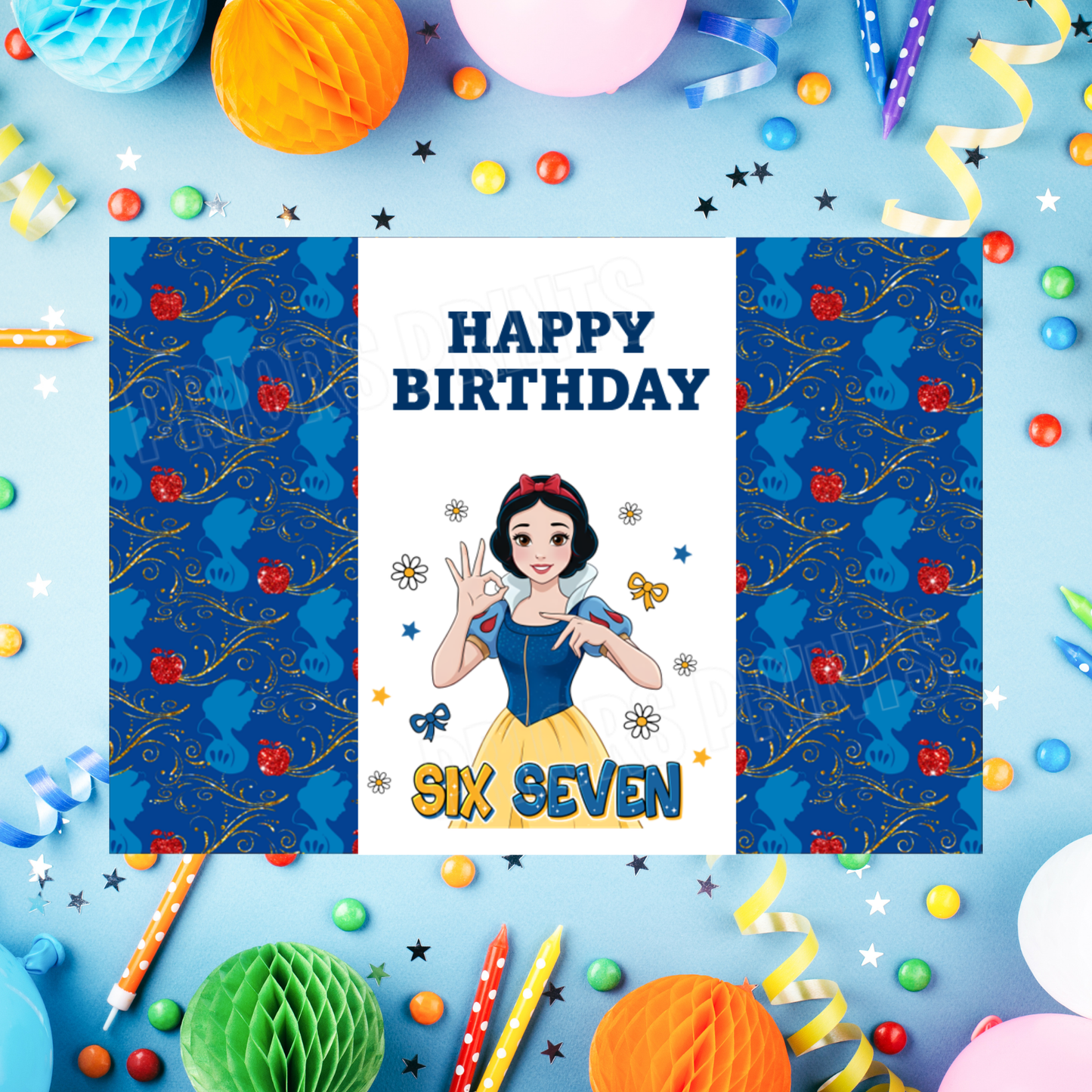 Princess Six Seven Birthday Chocolate Bar Wrappers