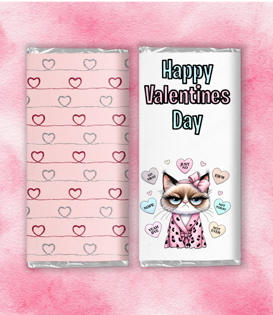 Grumpy Cat Valentines Chocolate Bar Wrapper