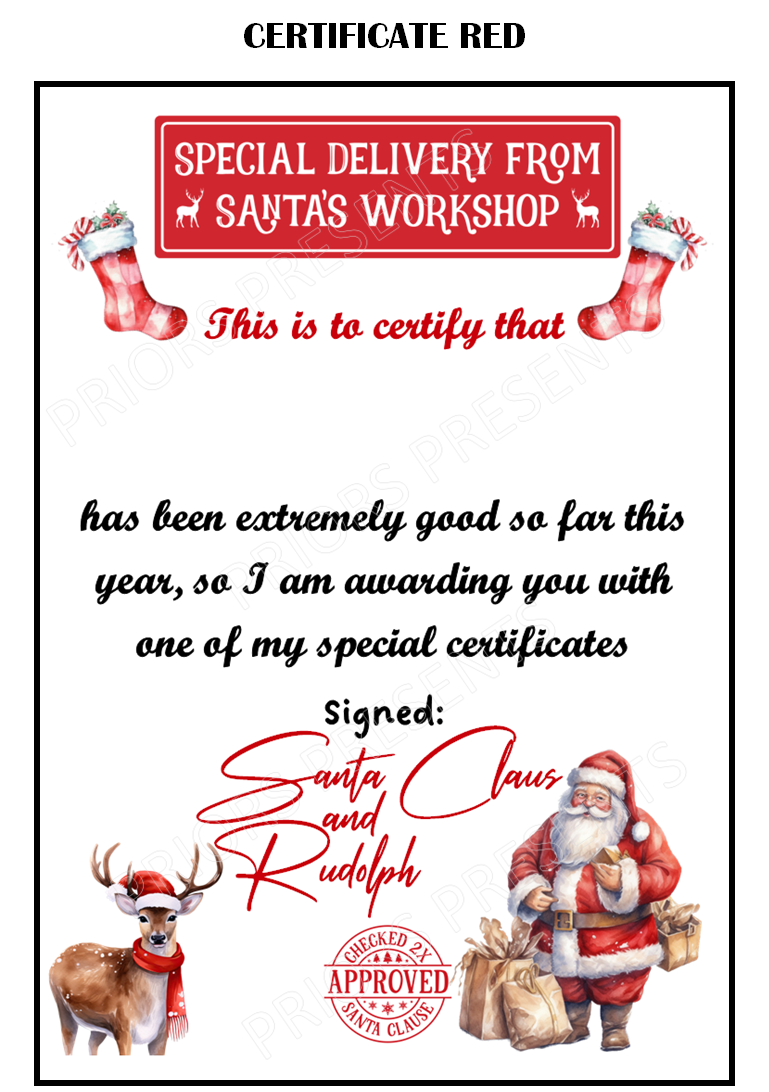 A5 Christmas Certificate