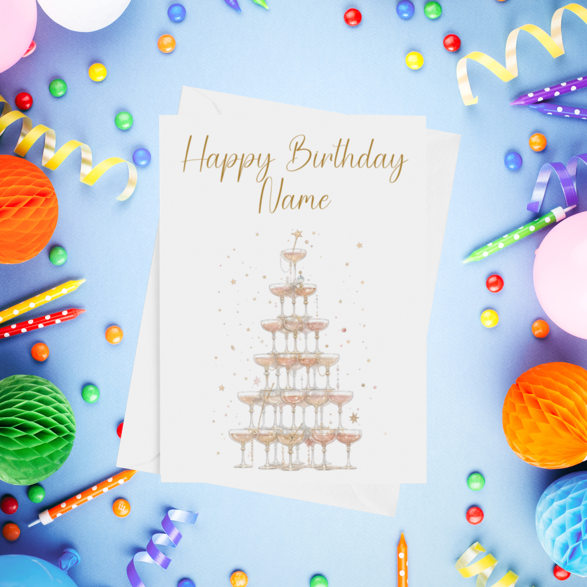 Drink Tower Personalised Birthday Card
