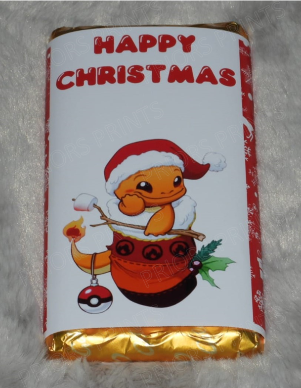 Pokemon Christmas Personalised Chocolate Bar Wrappers