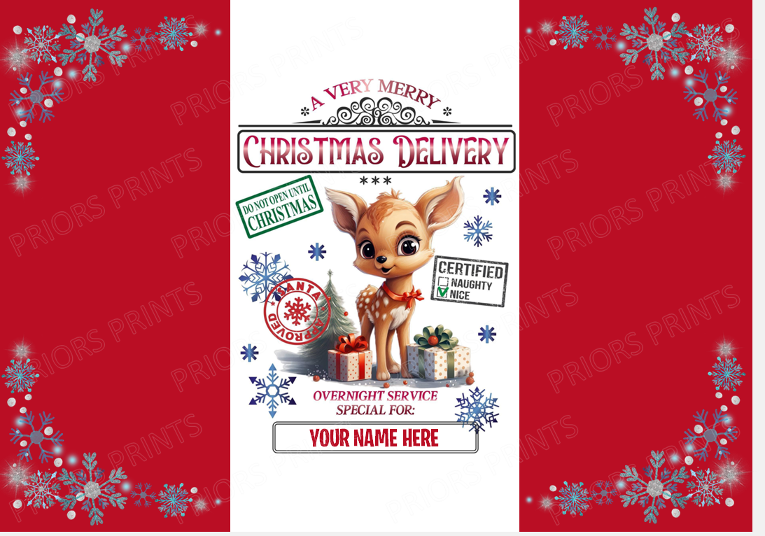 Personalised Christmas Delivery Chocolate Bar Wrappers