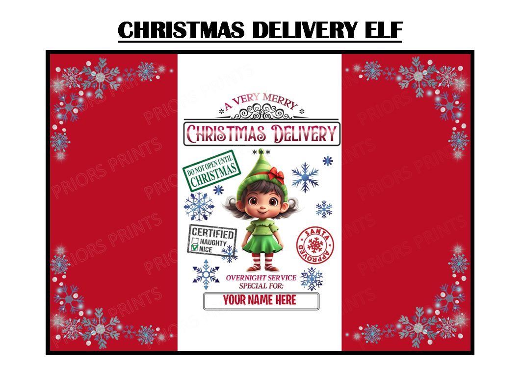 Personalised Christmas Delivery Chocolate Bar Wrappers