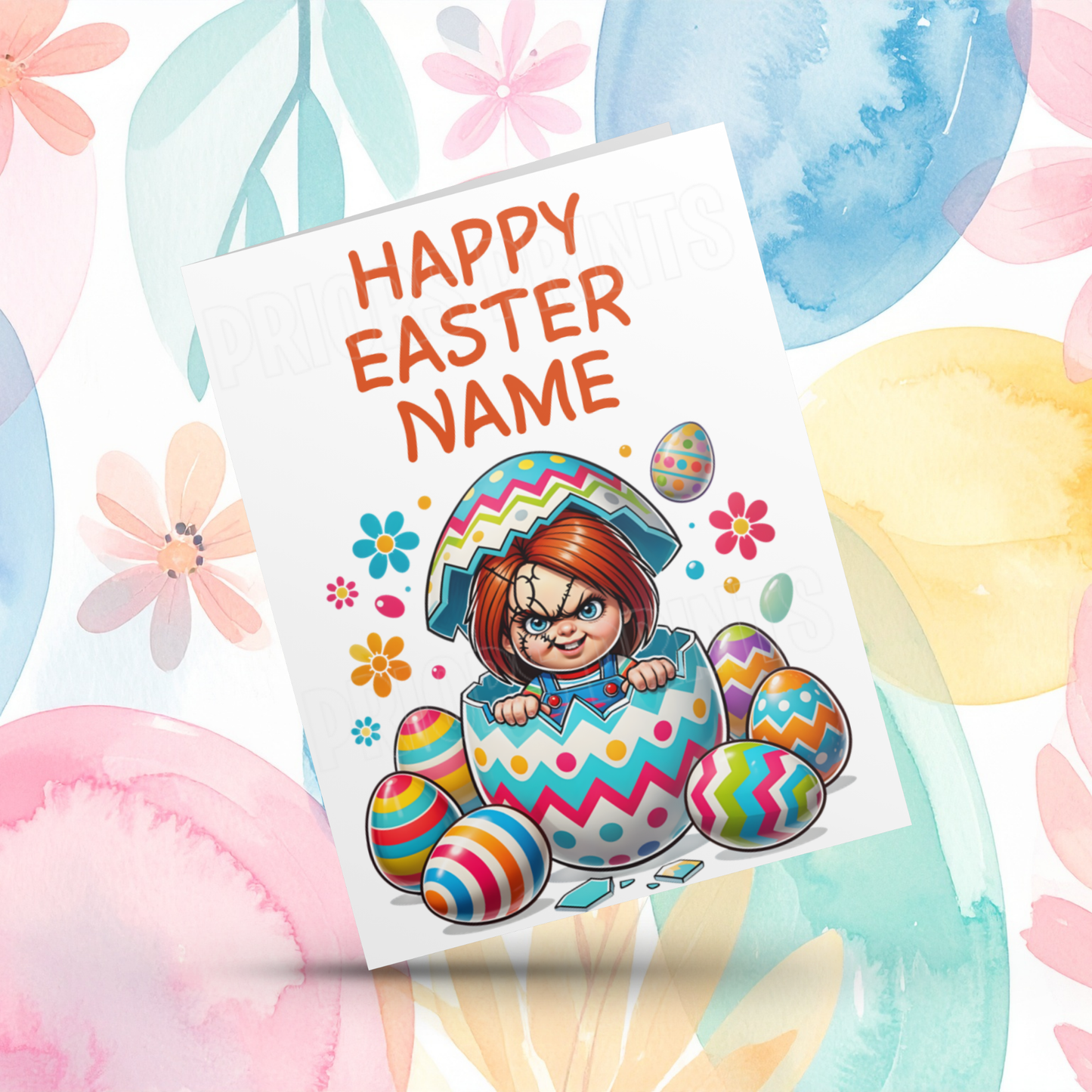 Mixed Characters in Easter Egg Personalised Easter Card- Listing 1