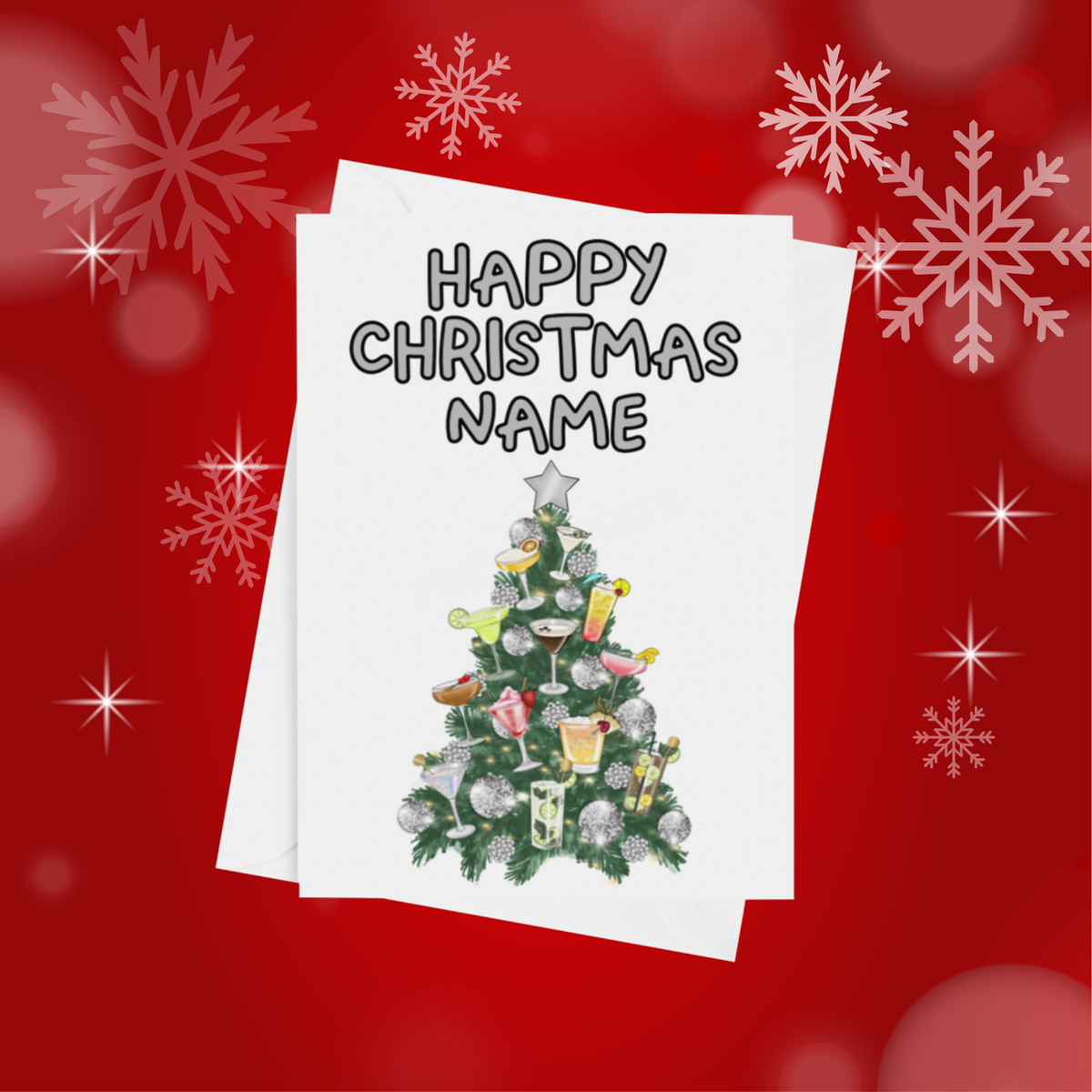 Personalised Christmas Tree Card - Jack Daniels, Baileys, Soul De Janeiro, Perfume, Cocktails or Smoking