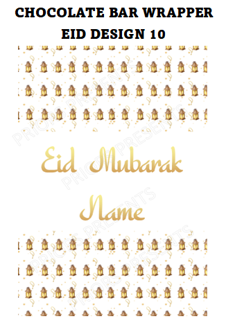 Eid Personalised Chocolate Bar Wrappers