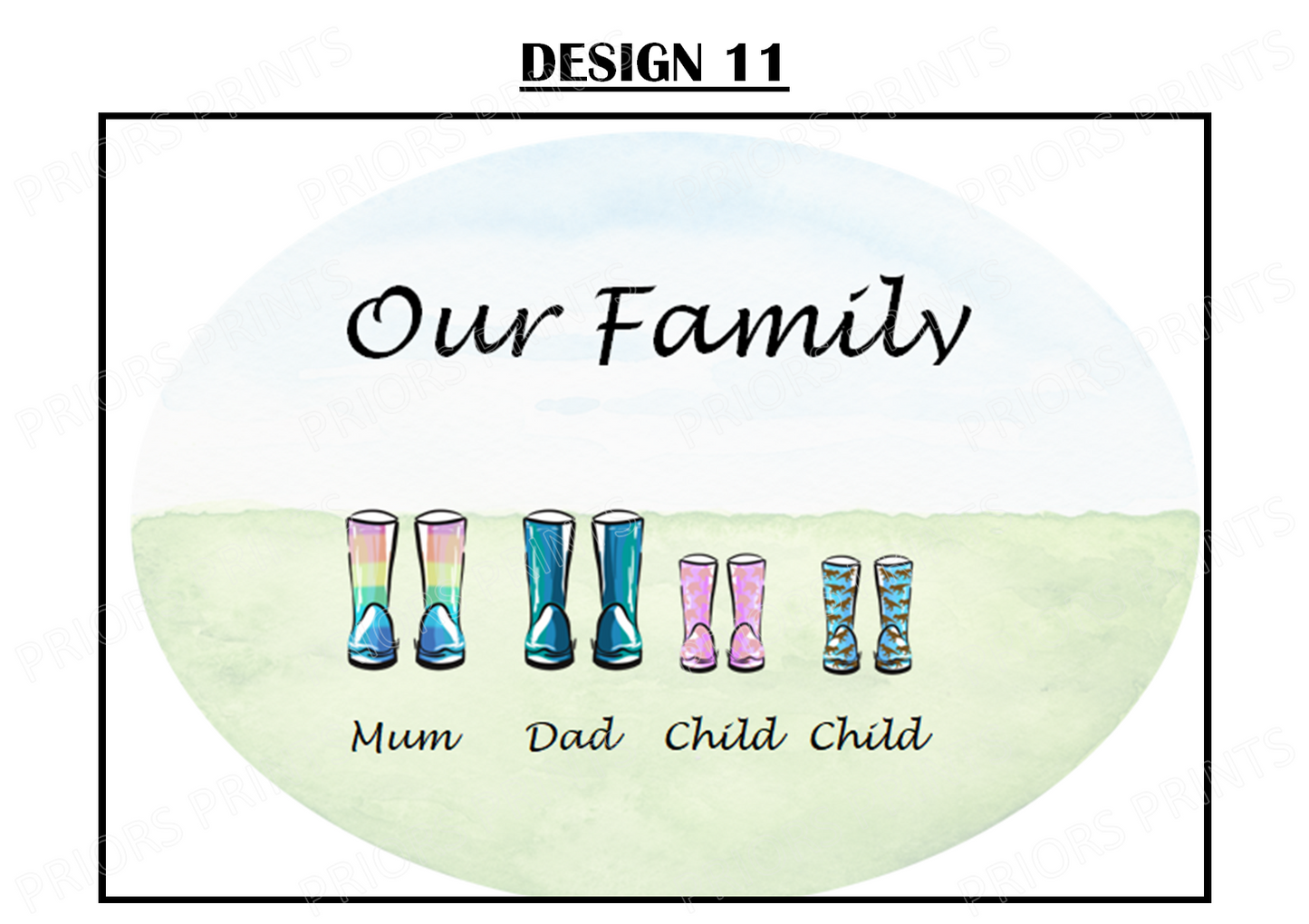 Our Family Personalised Wellie Boot Print